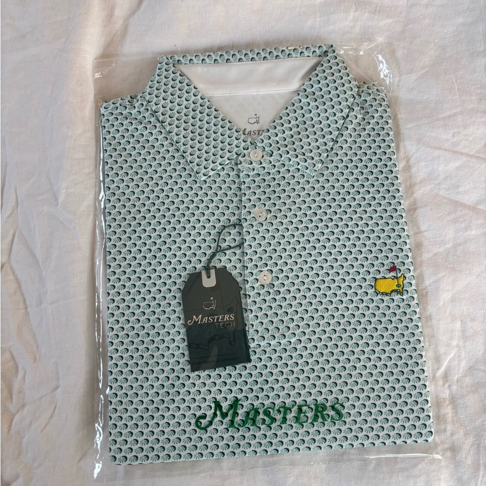 Masters Green Patterned Polo with Yellow Logo